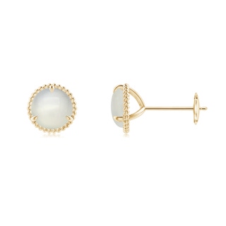 6mm AAA Rope Framed Claw-Set Moonstone Martini Stud Earrings in Yellow Gold