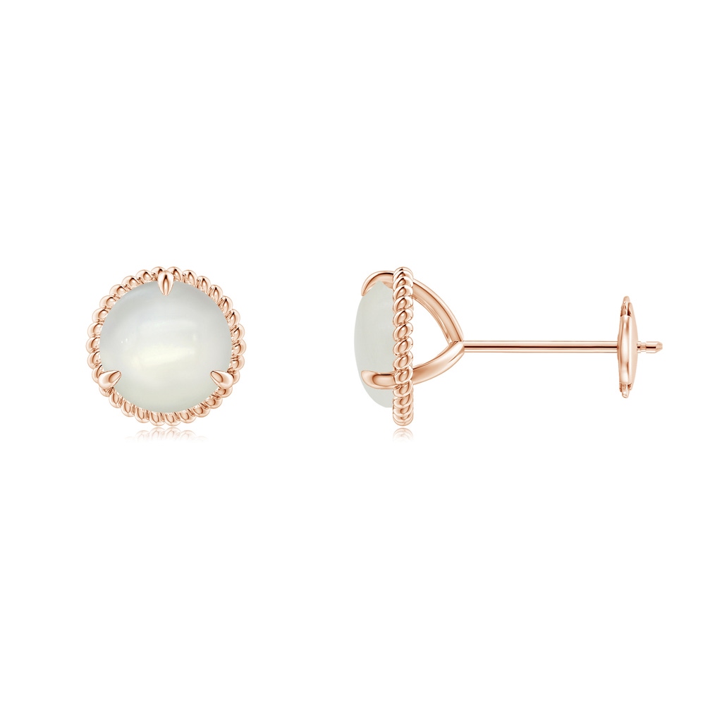 6mm AAAA Rope Framed Claw-Set Moonstone Martini Stud Earrings in Rose Gold