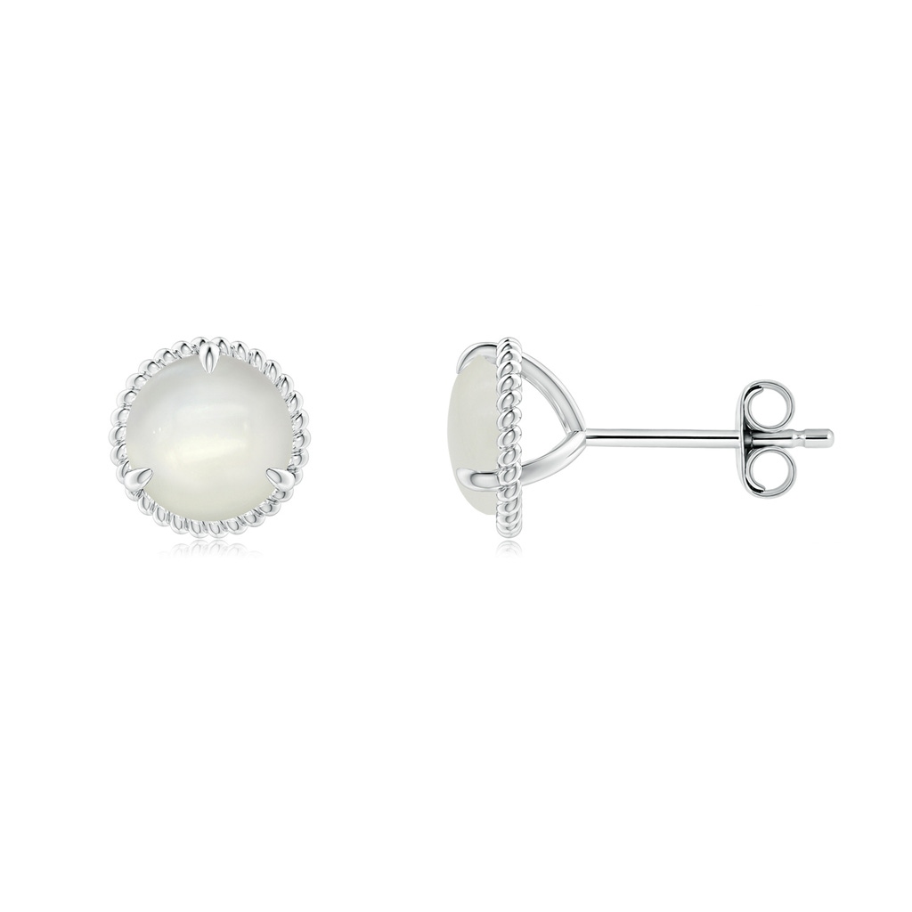6mm AAAA Rope Framed Claw-Set Moonstone Martini Stud Earrings in S999 Silver