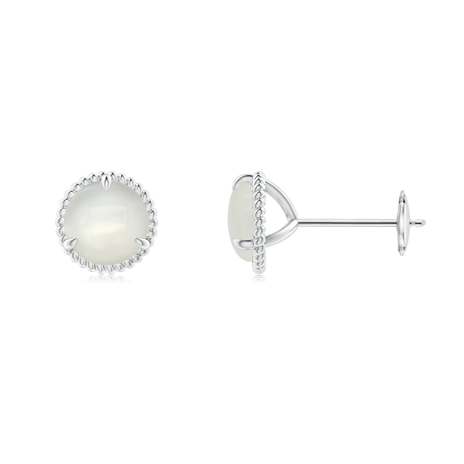 6mm AAAA Rope Framed Claw-Set Moonstone Martini Stud Earrings in White Gold 