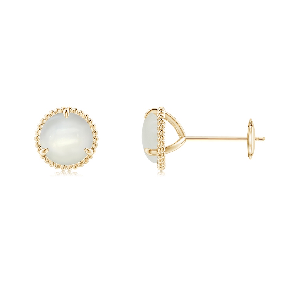 6mm AAAA Rope Framed Claw-Set Moonstone Martini Stud Earrings in Yellow Gold 