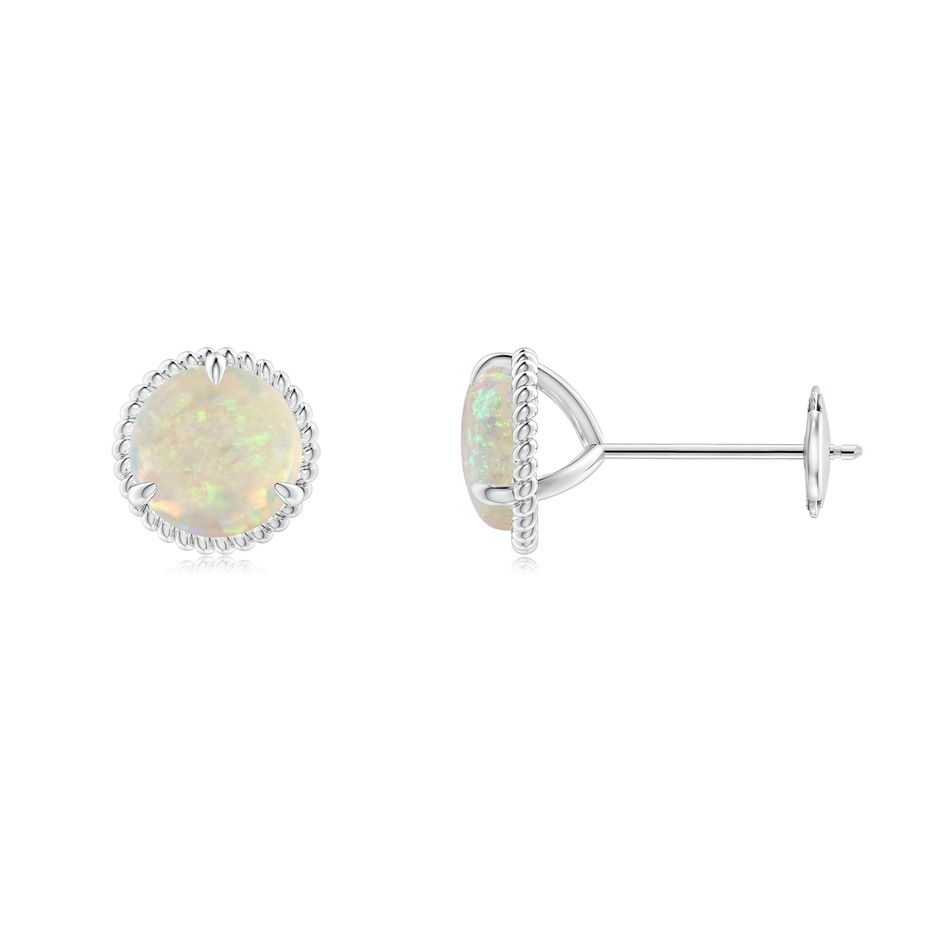 6mm AAA Rope Framed Claw-Set Opal Martini Stud Earrings in White Gold 