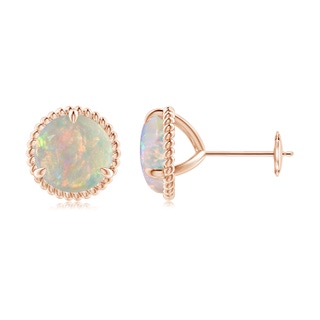 8mm AAAA Rope Framed Claw-Set Opal Martini Stud Earrings in Rose Gold