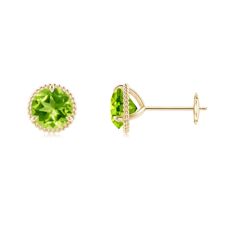 6mm AAA Rope Framed Claw-Set Peridot Martini Stud Earrings in Yellow Gold 