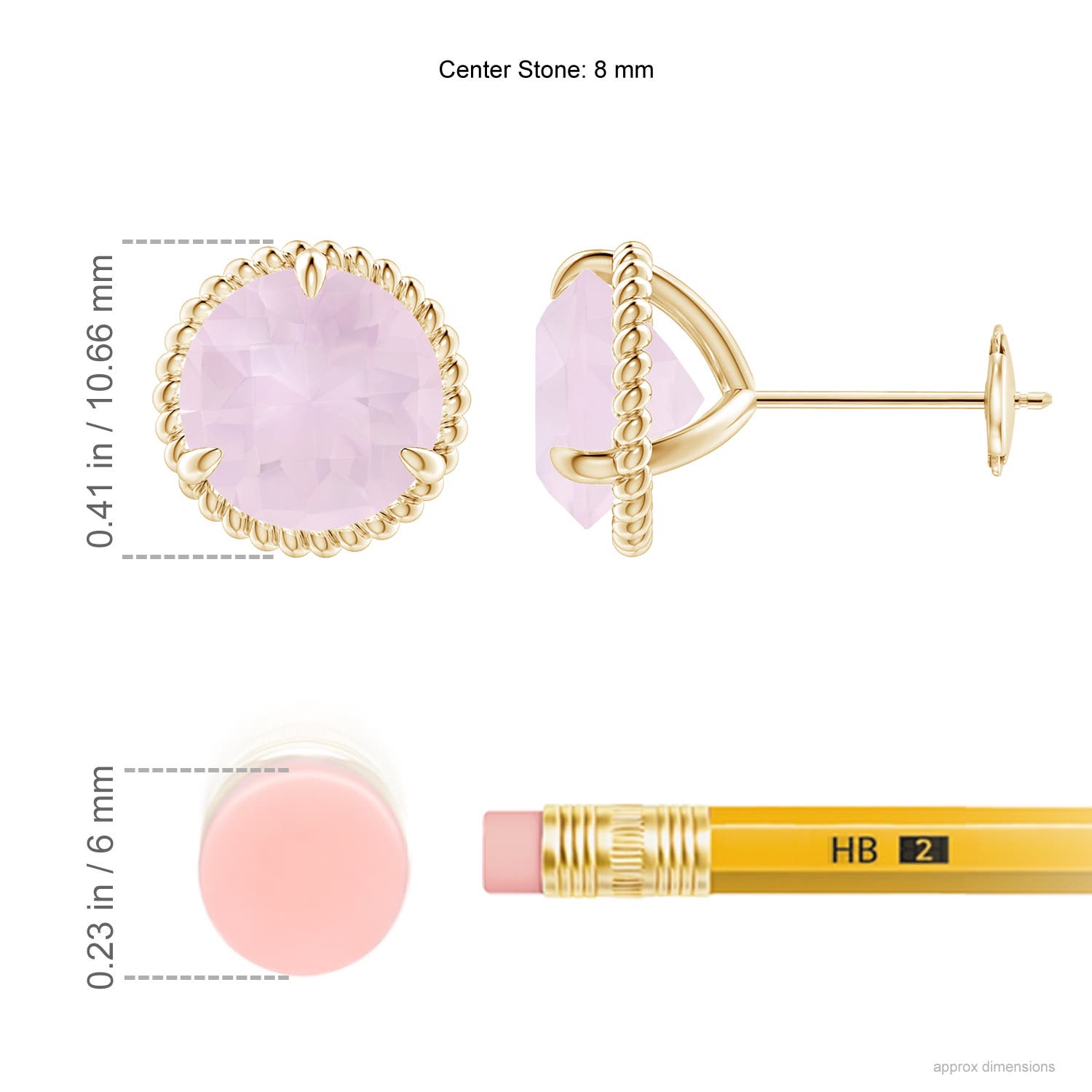 A - Rose Quartz / 3.4 CT / 14 KT Yellow Gold