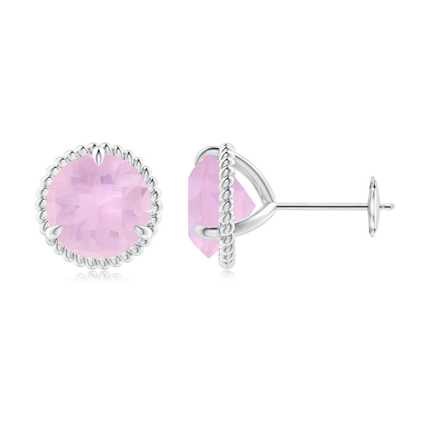 AAAA - Rose Quartz / 3.4 CT / 14 KT White Gold