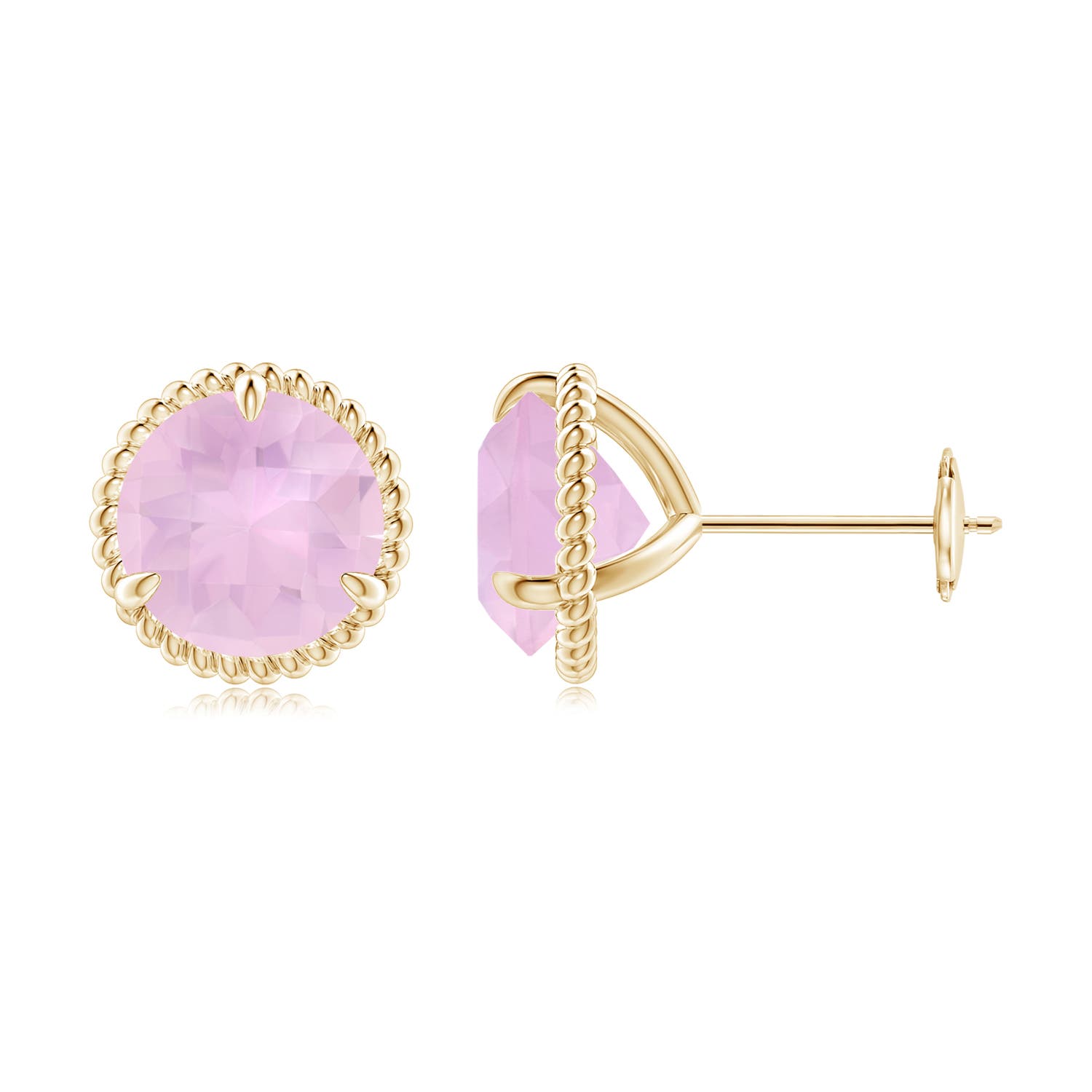 AAAA - Rose Quartz / 3.4 CT / 14 KT Yellow Gold