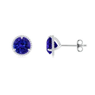 6mm AAAA Rope Framed Claw-Set Tanzanite Martini Stud Earrings in S999 Silver