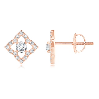 2.5mm GVS2 Vintage Inspired Diamond Clover Stud Earrings in Rose Gold