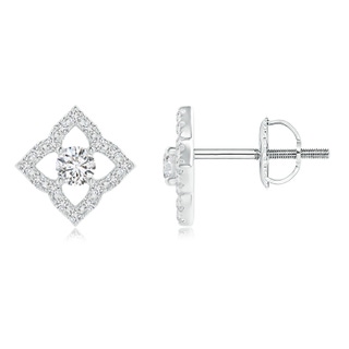 2.5mm HSI2 Vintage Inspired Diamond Clover Stud Earrings in White Gold