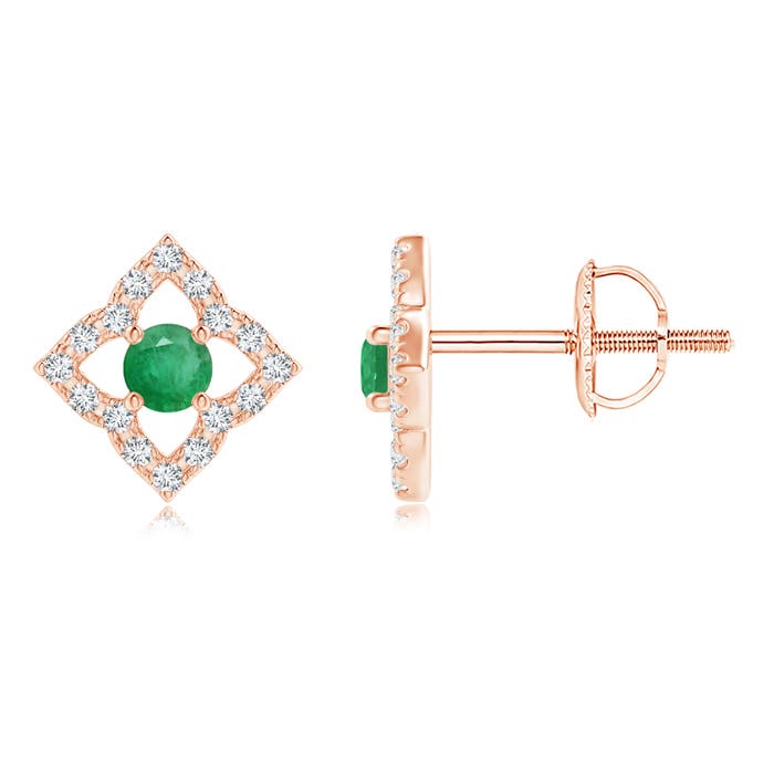 A - Emerald / 0.22 CT / 14 KT Rose Gold