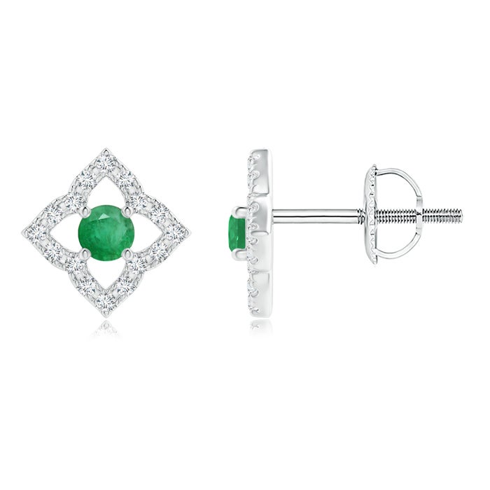 Vintage Inspired Emerald Clover Stud Earrings