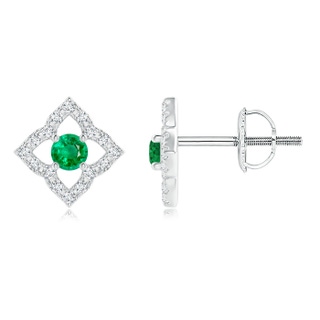 2.5mm AAA Vintage Inspired Emerald Clover Stud Earrings in White Gold