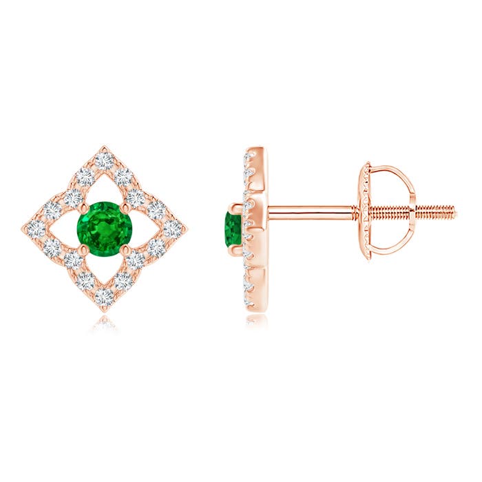 AAAA - Emerald / 0.22 CT / 14 KT Rose Gold