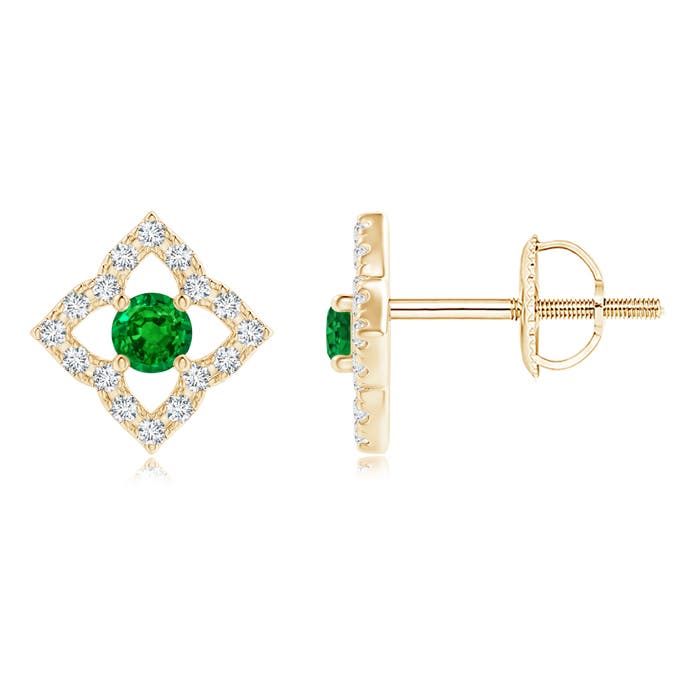 AAAA - Emerald / 0.22 CT / 14 KT Yellow Gold