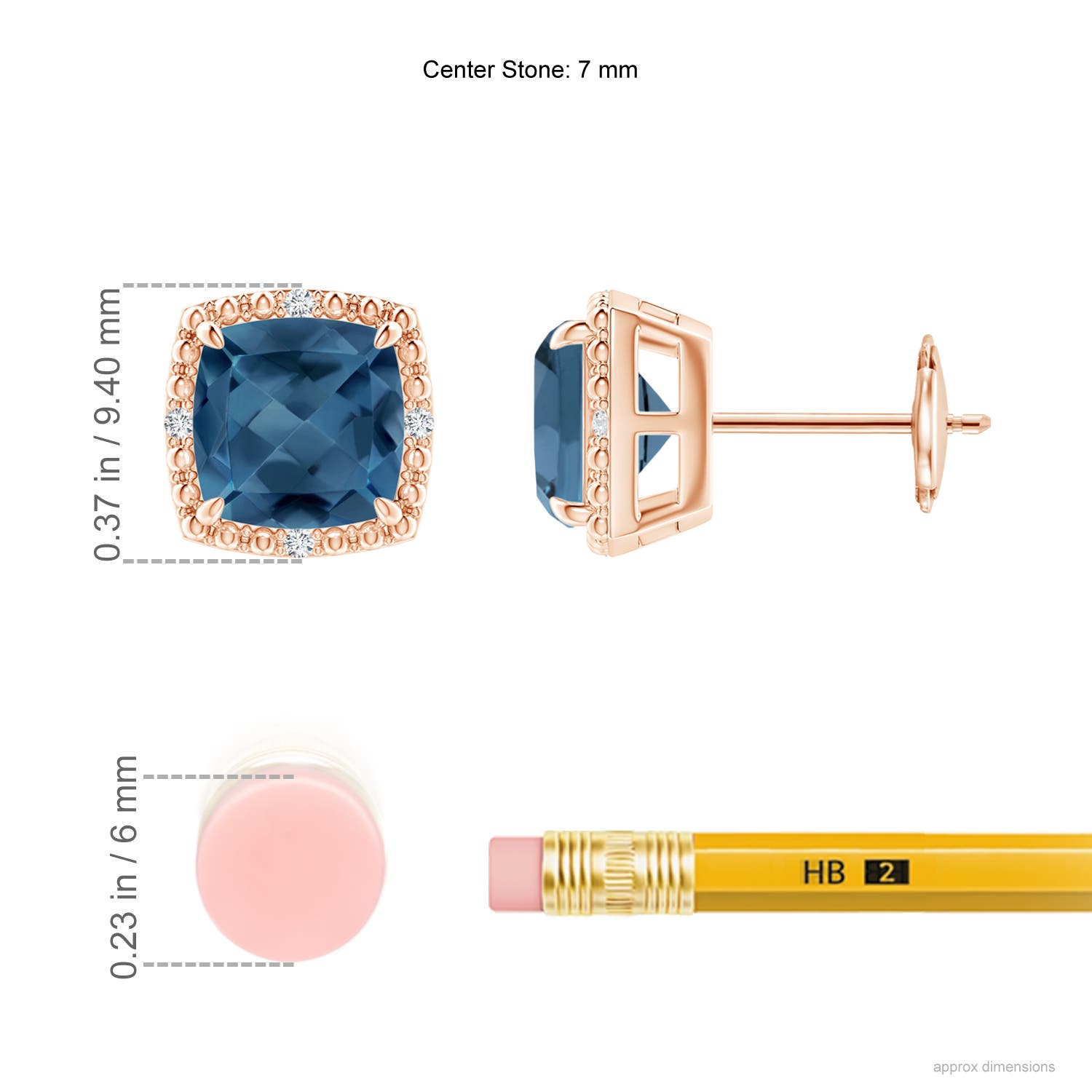 A - London Blue Topaz / 3.75 CT / 14 KT Rose Gold