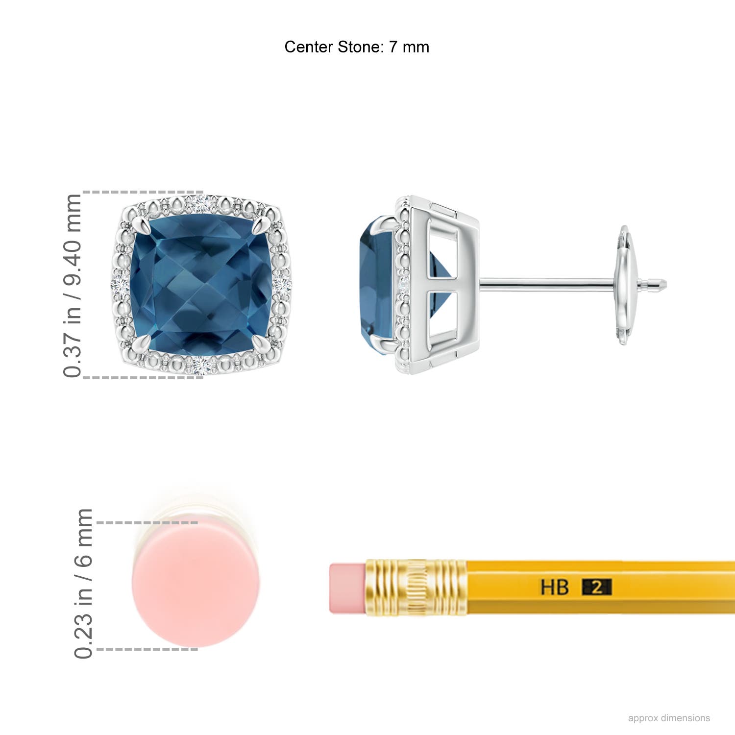 A - London Blue Topaz / 3.75 CT / 14 KT White Gold