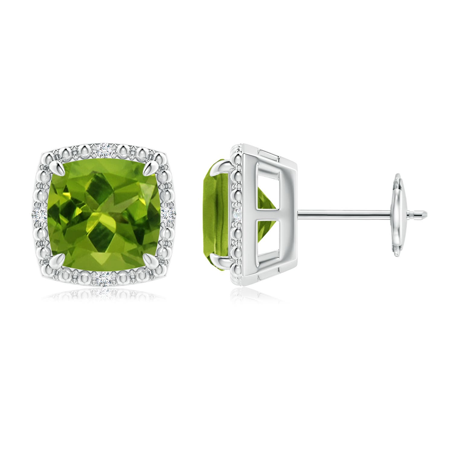 AAAA - Peridot / 3.96 CT / 14 KT White Gold