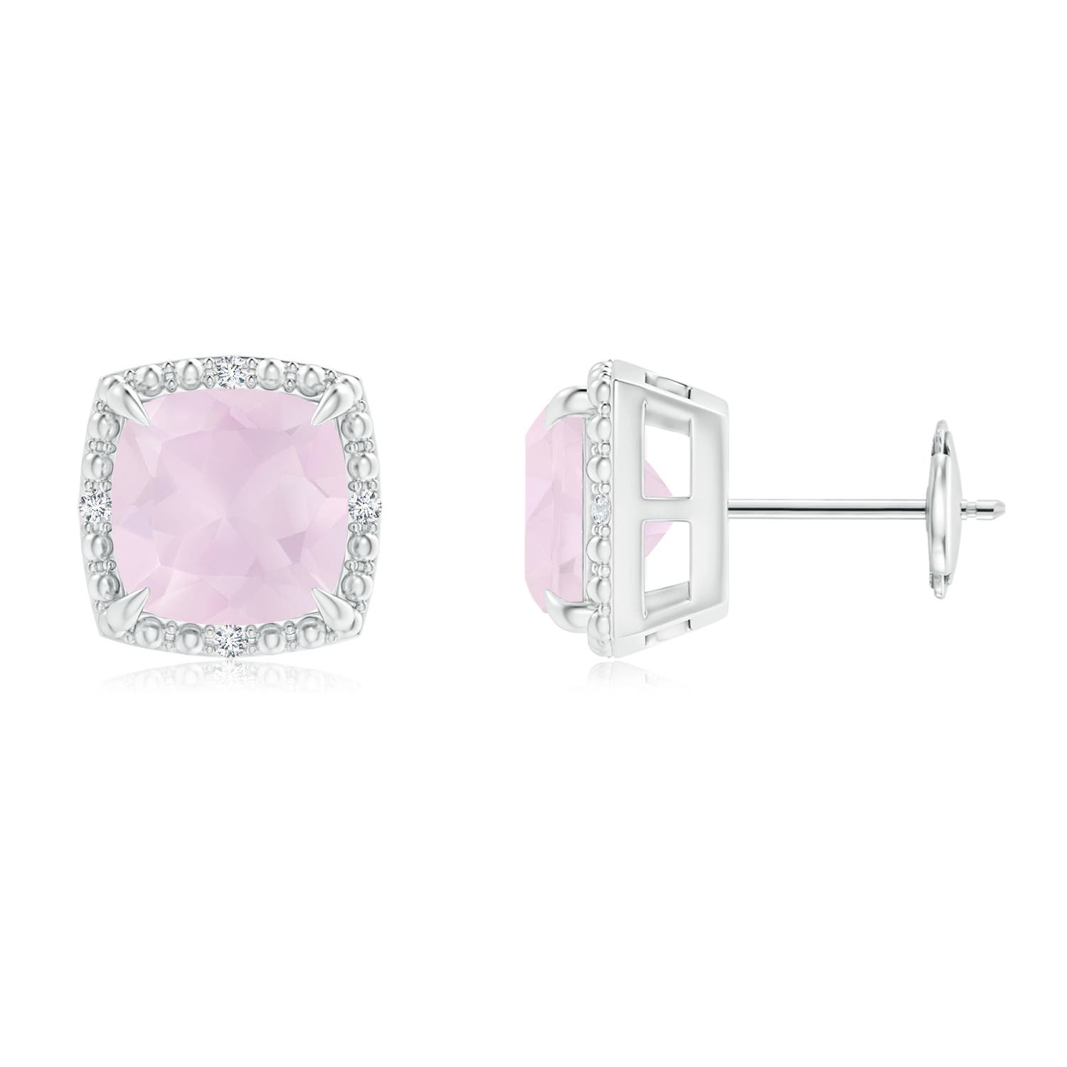 A - Rose Quartz / 2.95 CT / 14 KT White Gold