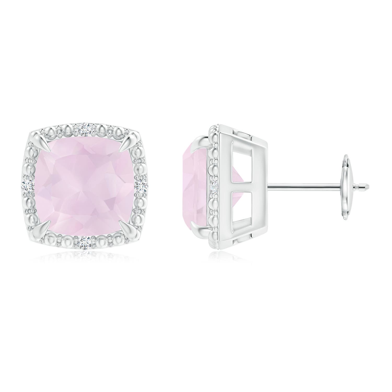 A - Rose Quartz / 3.86 CT / 14 KT White Gold