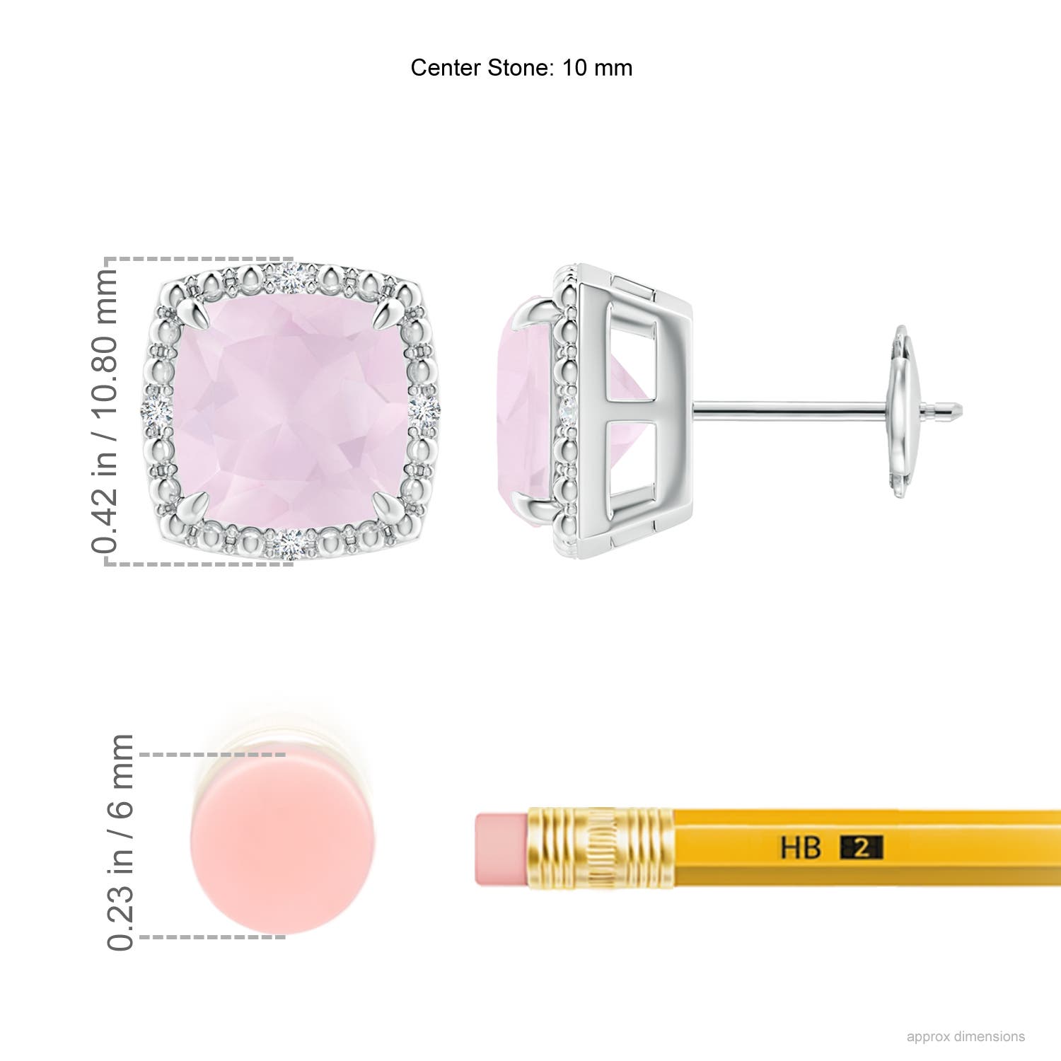 A - Rose Quartz / 3.86 CT / 14 KT White Gold