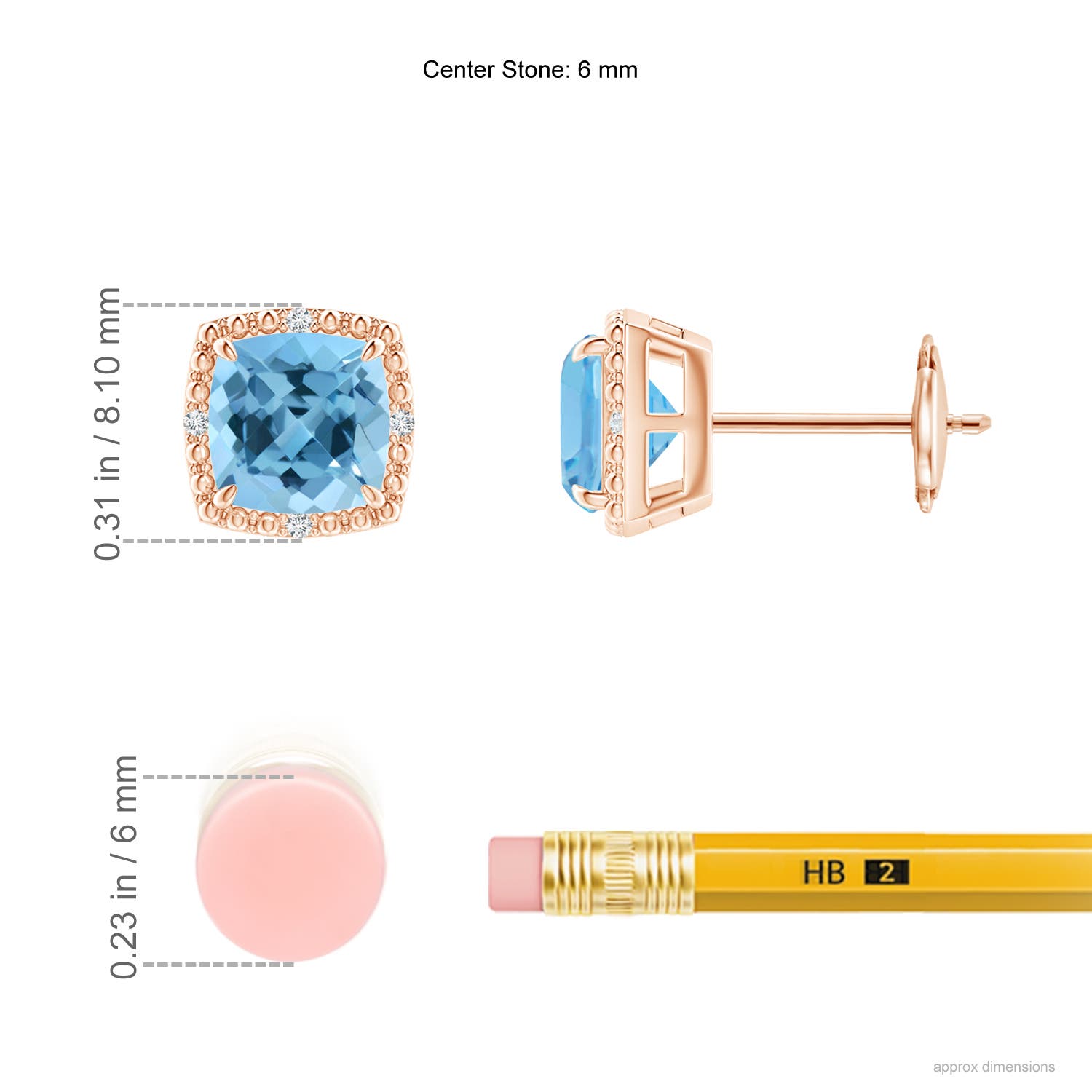 A - Swiss Blue Topaz / 2.22 CT / 14 KT Rose Gold