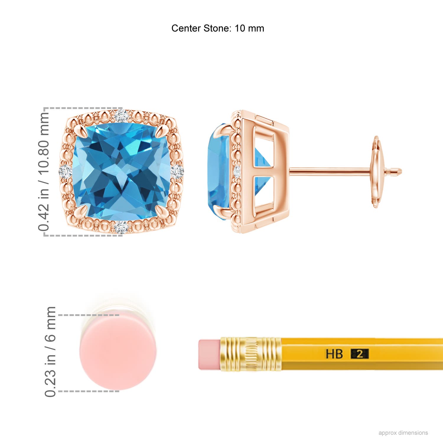 AA - Swiss Blue Topaz / 5.06 CT / 14 KT Rose Gold