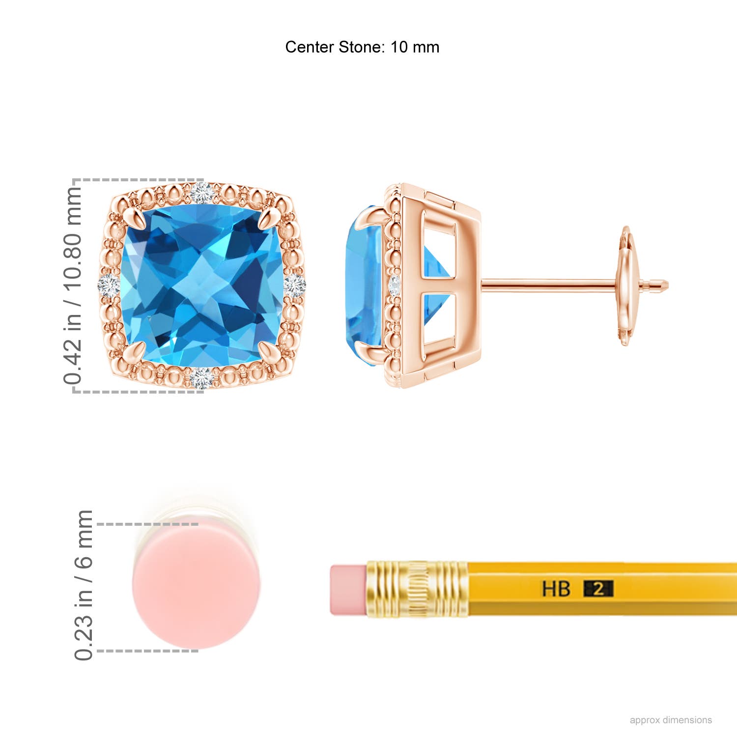 AAA - Swiss Blue Topaz / 5.06 CT / 14 KT Rose Gold