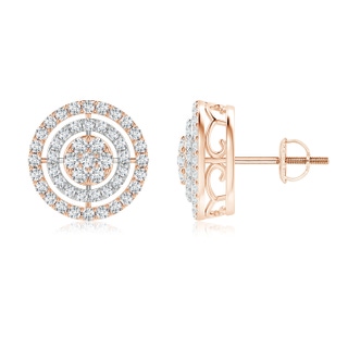 1.4mm GVS2 Floating Diamond Clustre Halo Stud Earrings in Two Tone in Rose Gold White Gold