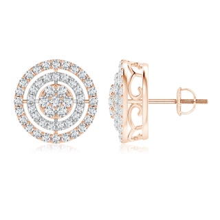 1.6mm GVS2 Floating Diamond Clustre Halo Stud Earrings in Two Tone in Rose Gold White Gold