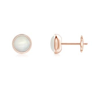 5mm AAAA Bezel Set Moonstone Solitaire Stud Earrings in Rose Gold