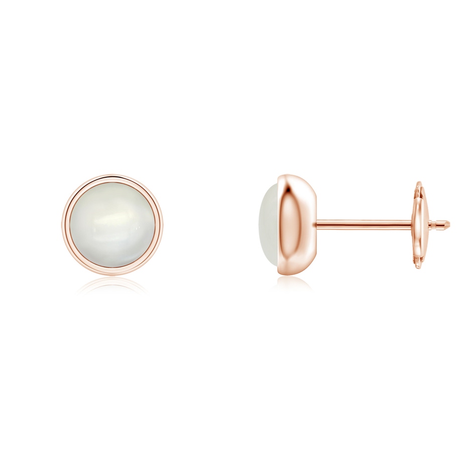 5mm AAAA Bezel Set Moonstone Solitaire Stud Earrings in Rose Gold 