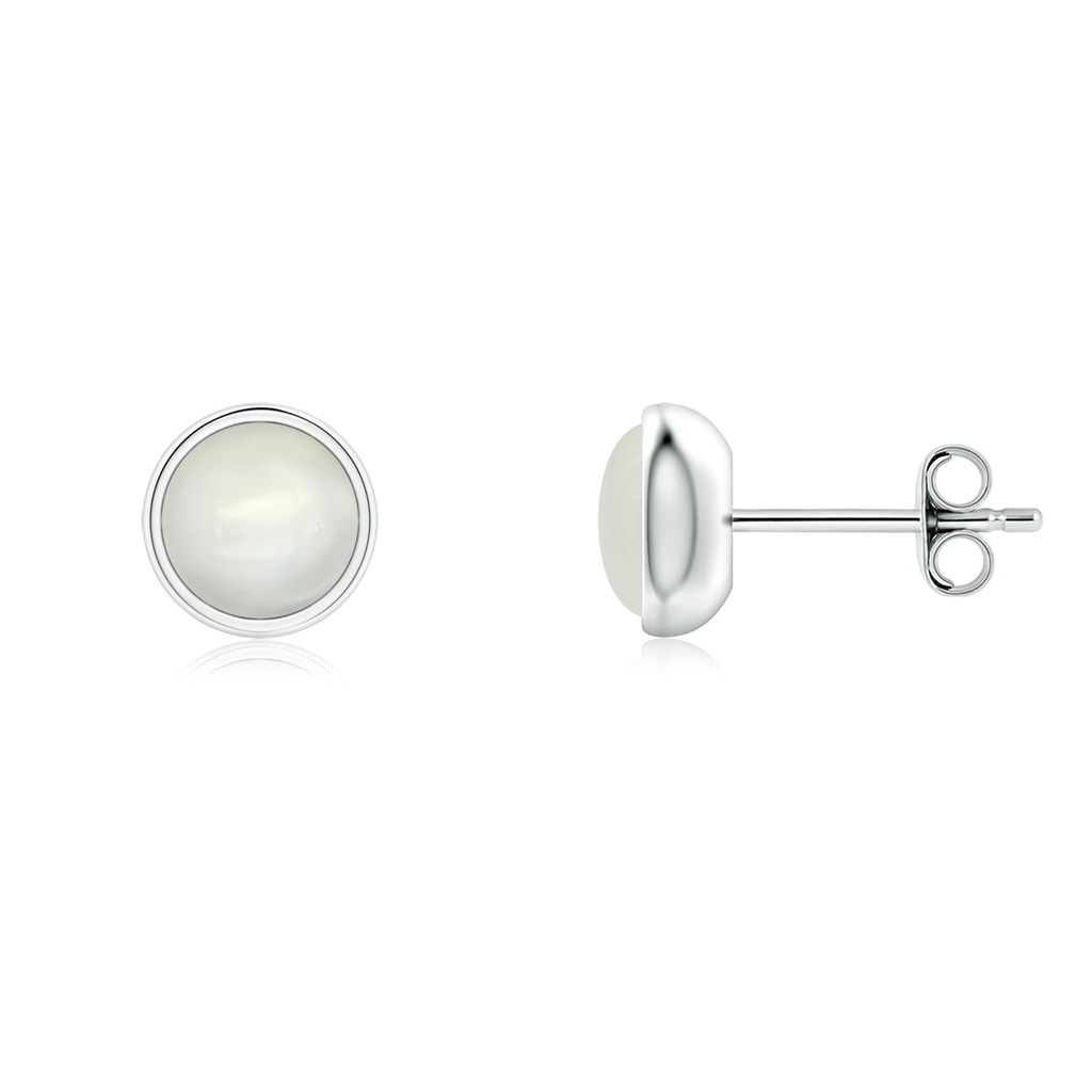 5mm AAAA Bezel Set Moonstone Solitaire Stud Earrings in S999 Silver