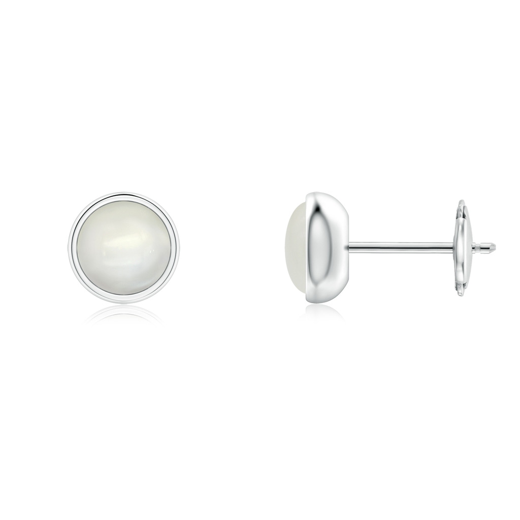 5mm AAAA Bezel Set Moonstone Solitaire Stud Earrings in White Gold