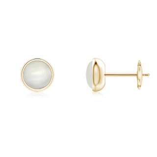 5mm AAAA Bezel Set Moonstone Solitaire Stud Earrings in Yellow Gold