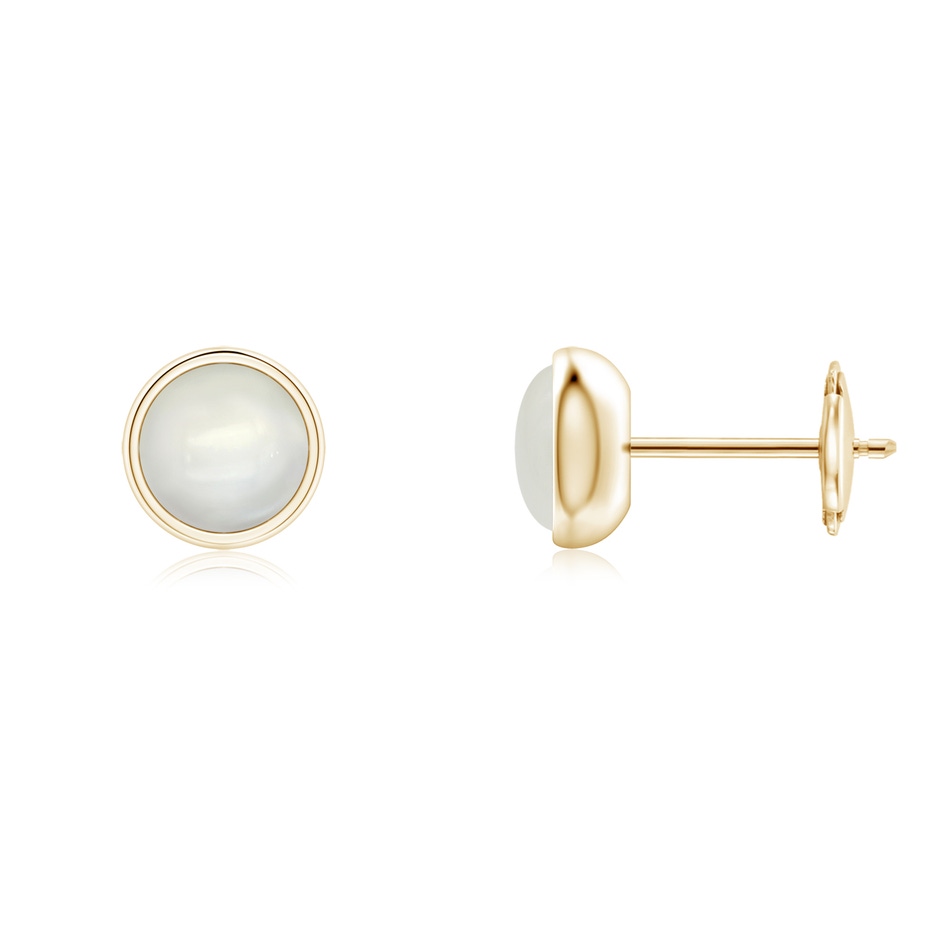 5mm AAAA Bezel Set Moonstone Solitaire Stud Earrings in Yellow Gold 