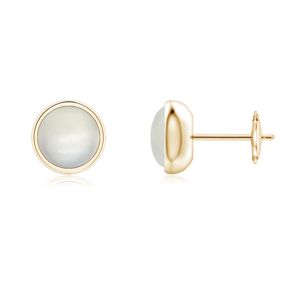 6mm AAA Bezel Set Moonstone Solitaire Stud Earrings in 10K Yellow Gold 