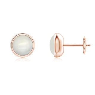 6mm AAAA Bezel Set Moonstone Solitaire Stud Earrings in 18K Rose Gold