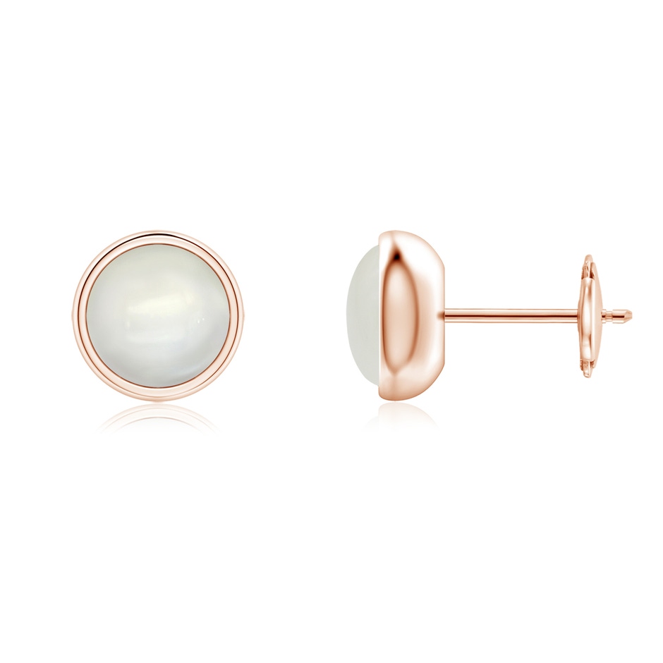 6mm AAAA Bezel Set Moonstone Solitaire Stud Earrings in Rose Gold 