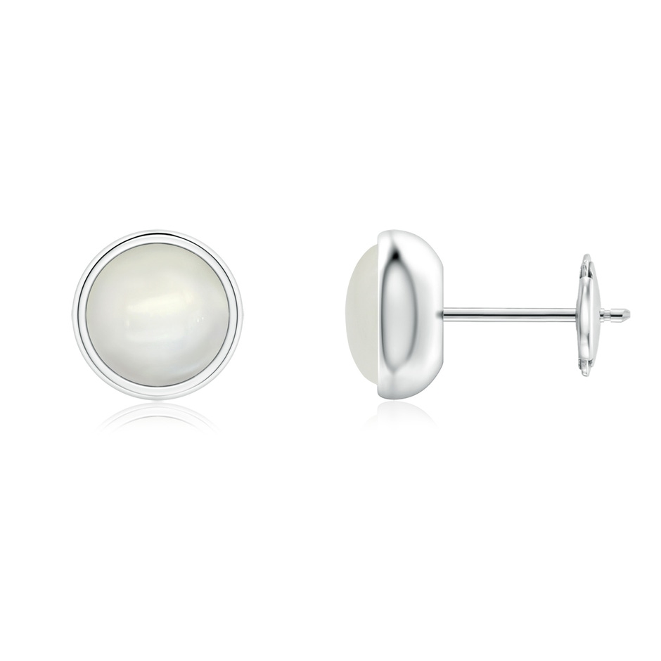 6mm AAAA Bezel Set Moonstone Solitaire Stud Earrings in White Gold 