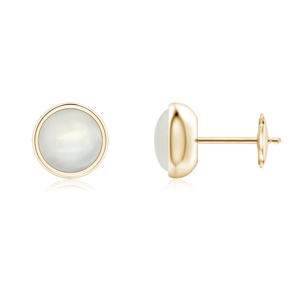 6mm AAAA Bezel Set Moonstone Solitaire Stud Earrings in Yellow Gold