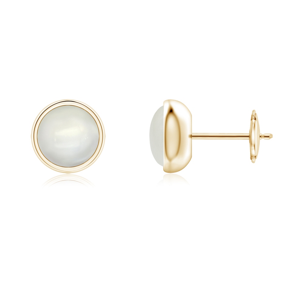 6mm AAAA Bezel Set Moonstone Solitaire Stud Earrings in Yellow Gold 