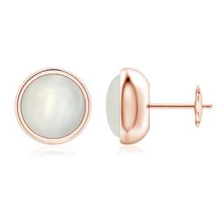 8mm AAAA Bezel Set Moonstone Solitaire Stud Earrings in 18K Rose Gold