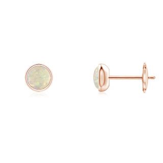 4mm AAA Bezel Set Opal Solitaire Stud Earrings in Rose Gold