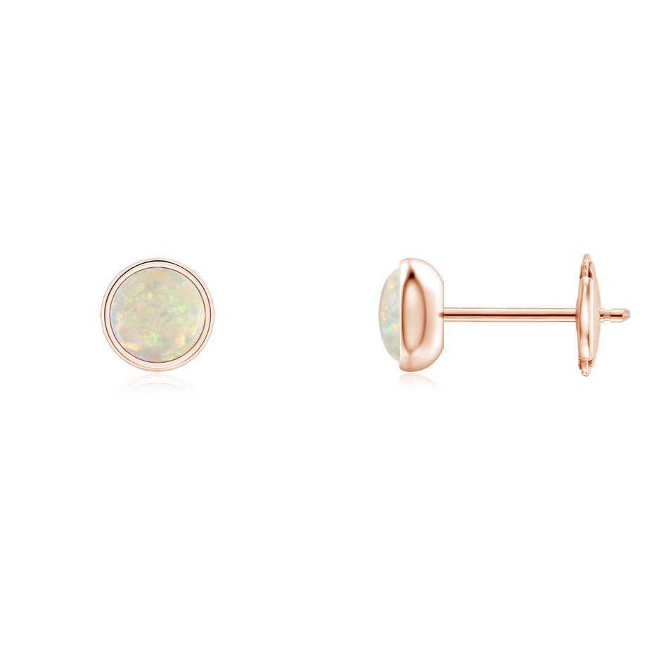 4mm AAA Bezel Set Opal Solitaire Stud Earrings in Rose Gold 