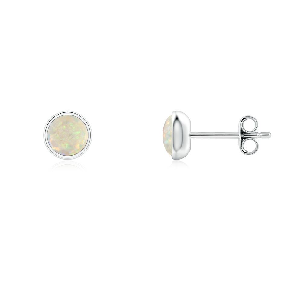 4mm AAA Bezel Set Opal Solitaire Stud Earrings in S999 Silver 