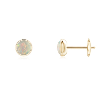 4mm AAAA Bezel Set Opal Solitaire Stud Earrings in 9K Yellow Gold