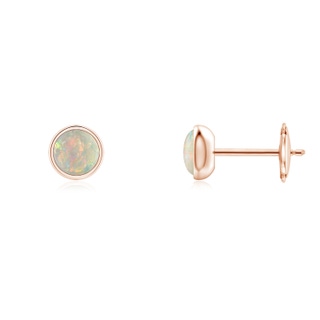 4mm AAAA Bezel Set Opal Solitaire Stud Earrings in Rose Gold