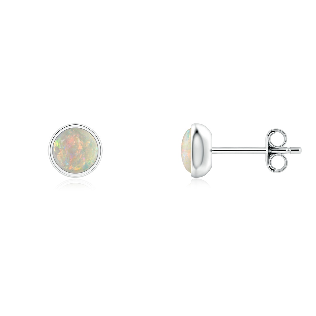 4mm AAAA Bezel Set Opal Solitaire Stud Earrings in S999 Silver