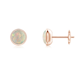5mm AAAA Bezel Set Opal Solitaire Stud Earrings in Rose Gold